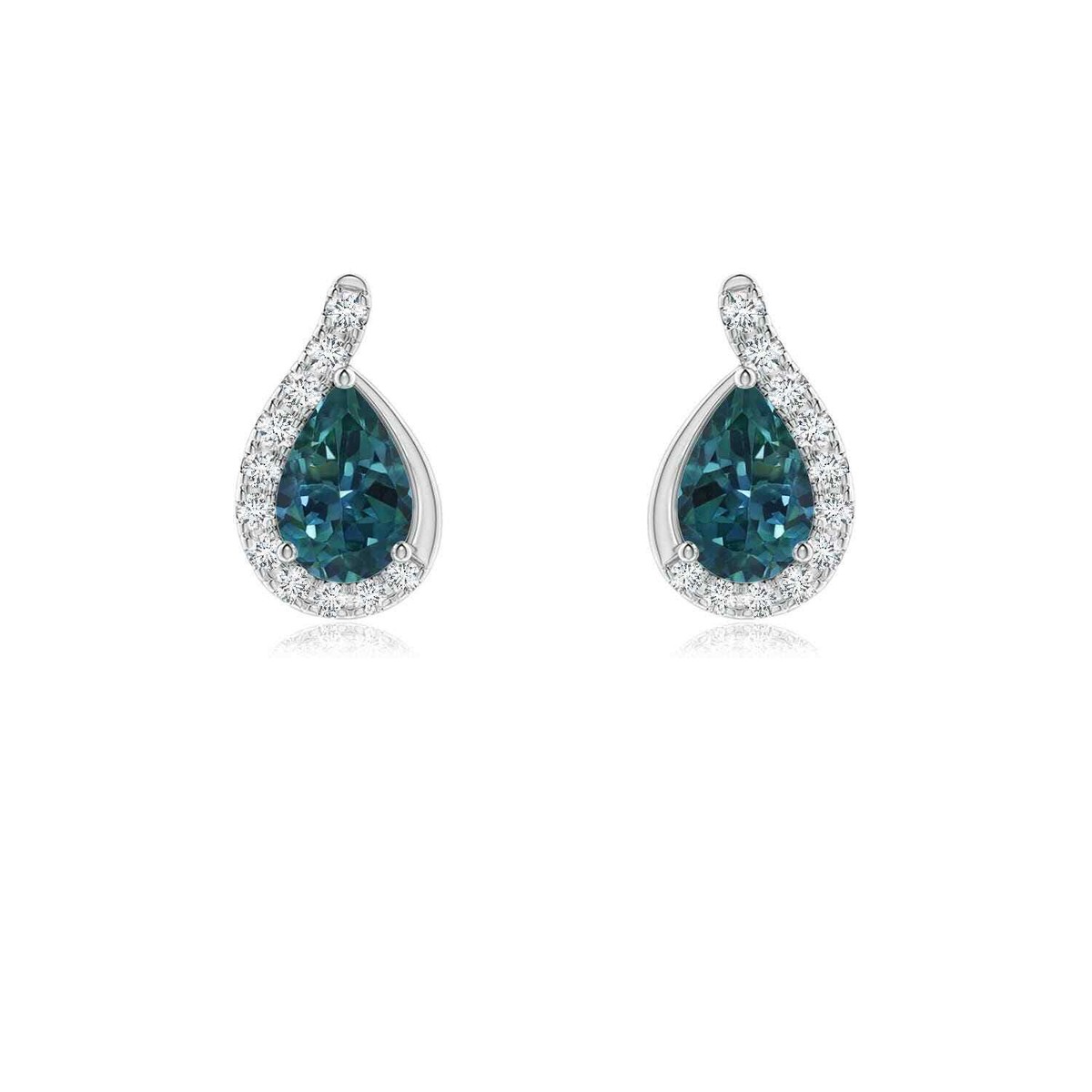 ANGARA Ct Teal Montana Sapphire Earrings with Diamond Frame