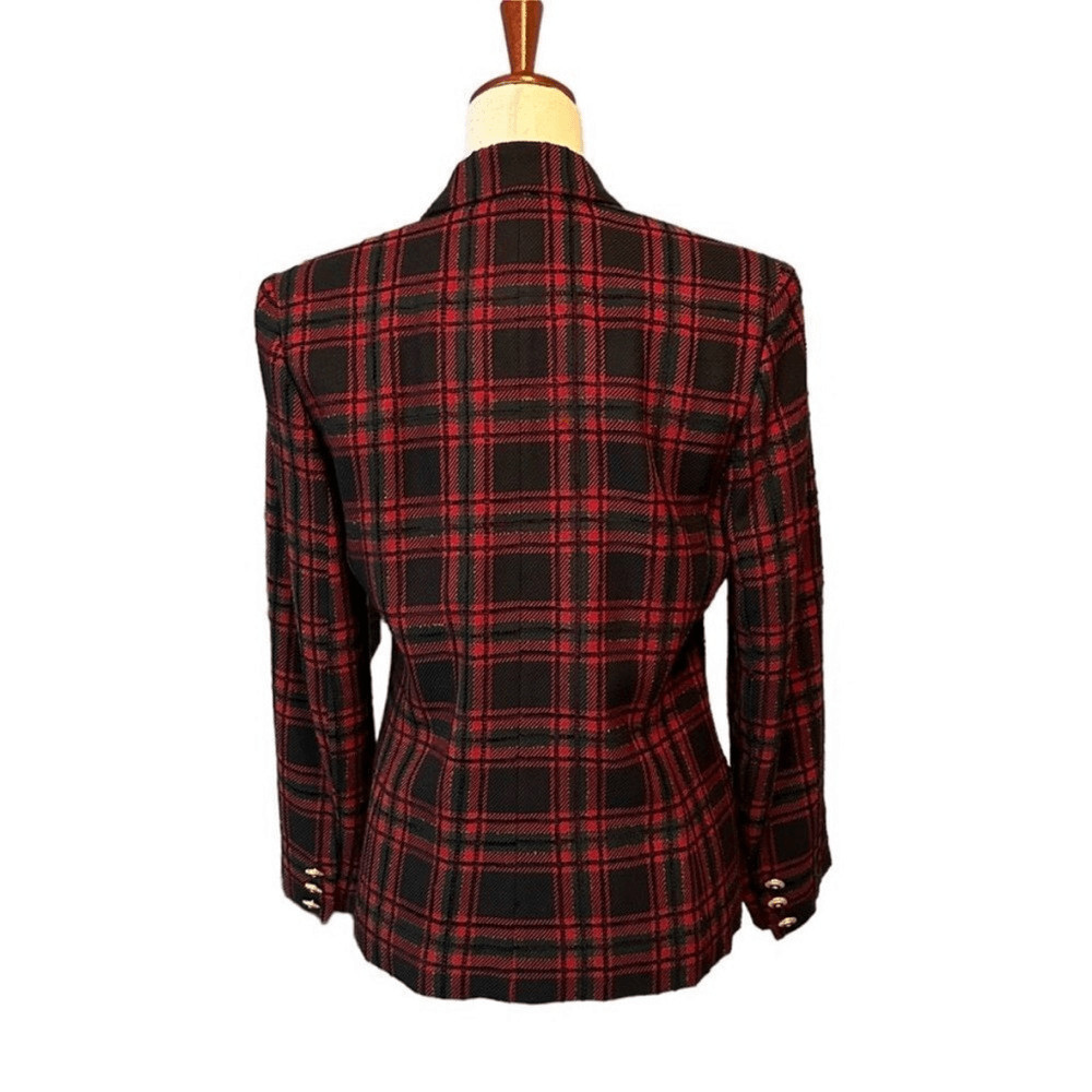 Pendleton Double Breasted Red Wool Plaid Blazer| … - image 6