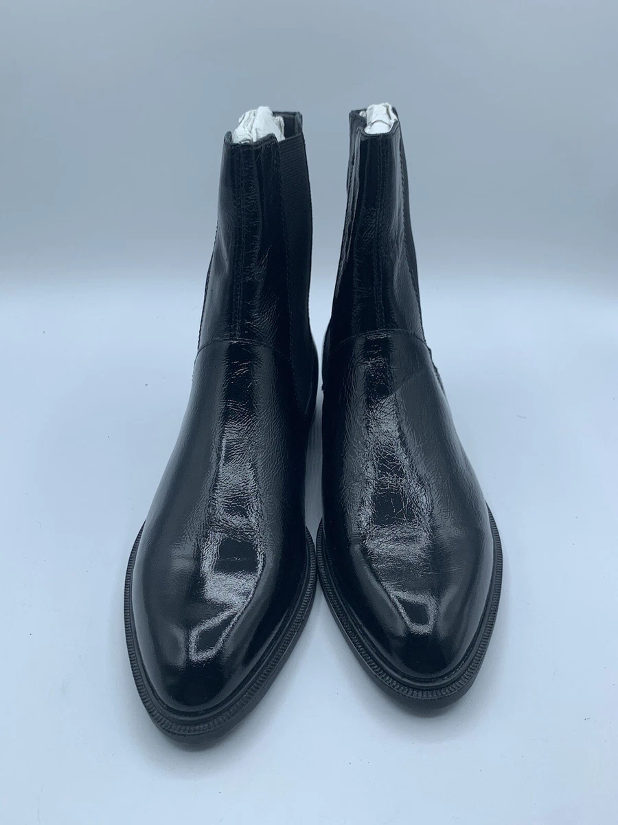 Louis Vuitton Black Patent Leather Chelsea Ankle Boots Size 37