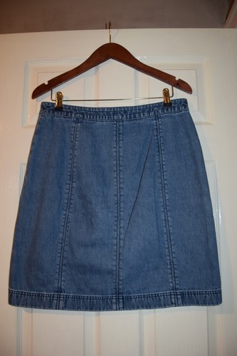 Boden Denim Stonewashed Blue A-Line Mini Short Skirt 12L TALL Pockets Zip Retro - Picture 6 of 8