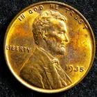 Uncirculated red and brown 1935 Lincoln Wheat Cent