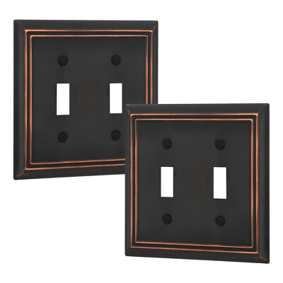 DEWENWILS 2 Pack Double Toggle Wallplates, Aged Bronze Light Switch Covers