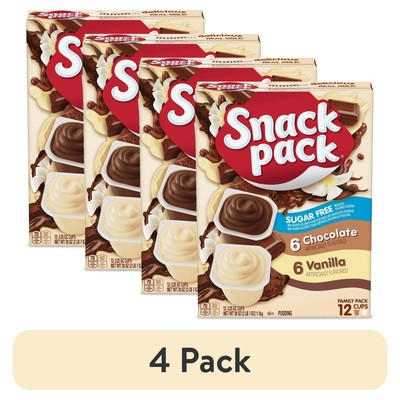 (4 pack)Sugar Free Chocolate and Vanilla Flavored Pudding Family Pack,12 Ct