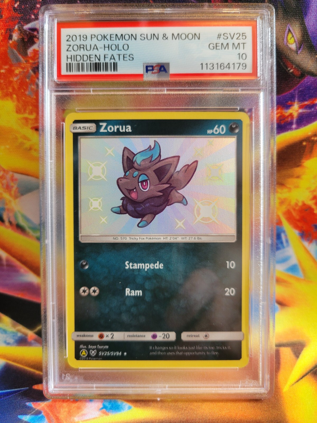Pokemon Zorua Shiny Hidden Fates SV25 Graded Card PSA 10