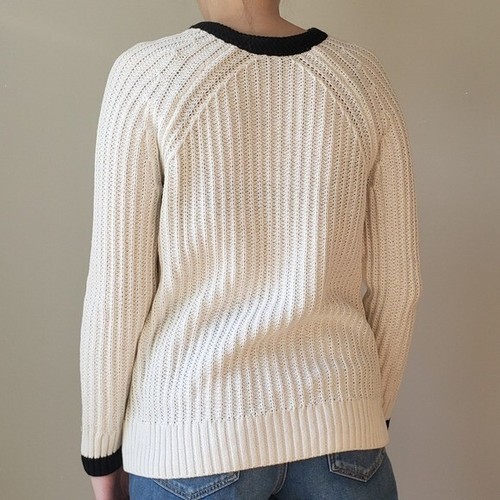 Suéter tejido algodón cuello en V The Limited Preppy XS blanco y negro - Imagen 4 de 9