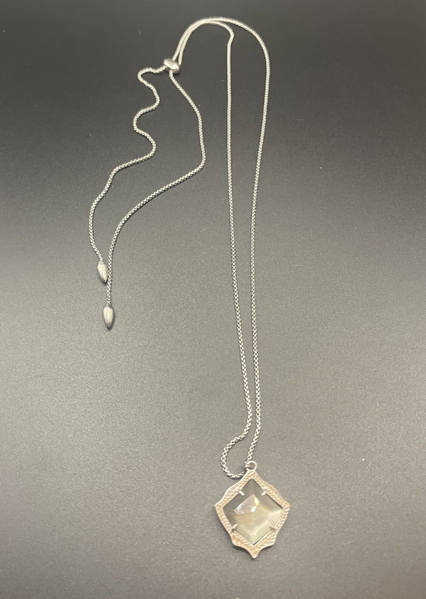 KENDRA SCOTT Kacey White Pearl Silver Long Pendant Necklace - Main Image