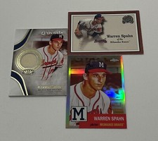 Warren Spahn Braves Vintage Jersey /99- Greats/ Chrome Refractor (3) Card Lot!