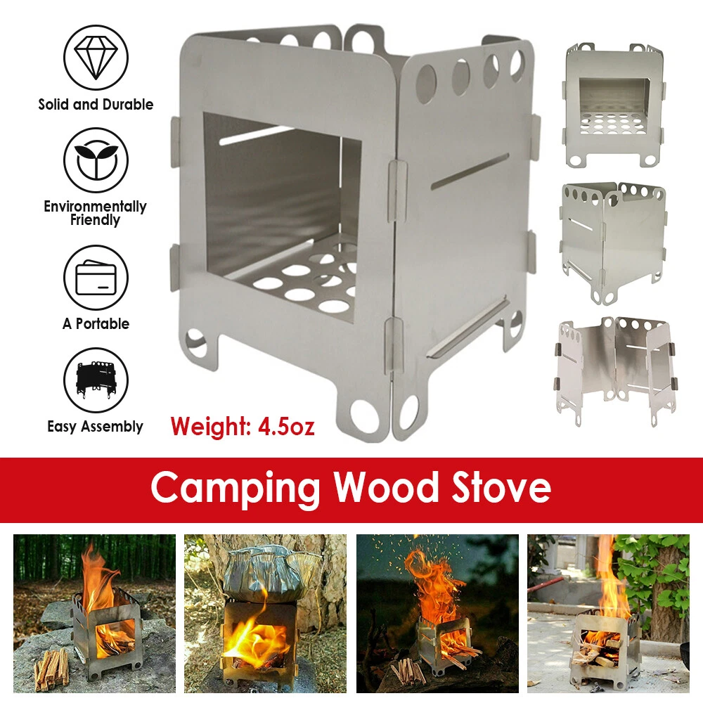 Portable Stainless Steel Camping Wood Burning Stove Outdoor for Picnic BBQ  | eBay