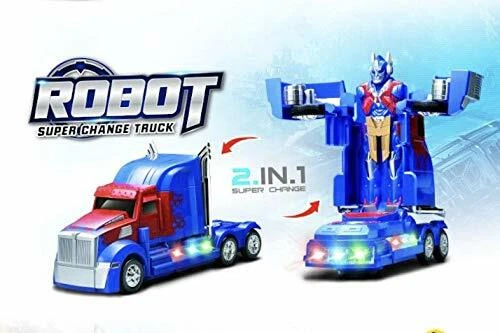 9" Transforming Robot Truck- 2 in 1 Lights Sound- Bump n Go Action Kids Toys - Image 3 of 4