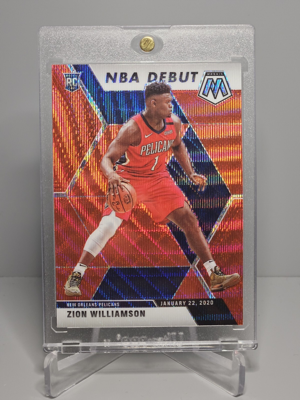 Zion Williamson 2019-20 Panini Mosaic NBA Debut Rookie RC #269 Red Wave Prizm