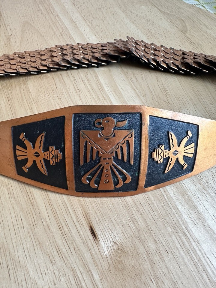 Vintage 197080s Stretch Metal Belt Copper Native American Southwest eBay