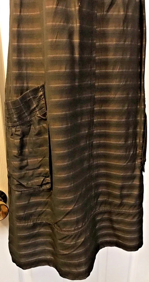 WALTER Dress Jumper Black Brown Striped Lined Adjustable Knit 2 Pockets Sz L - Изображение 4 из 4