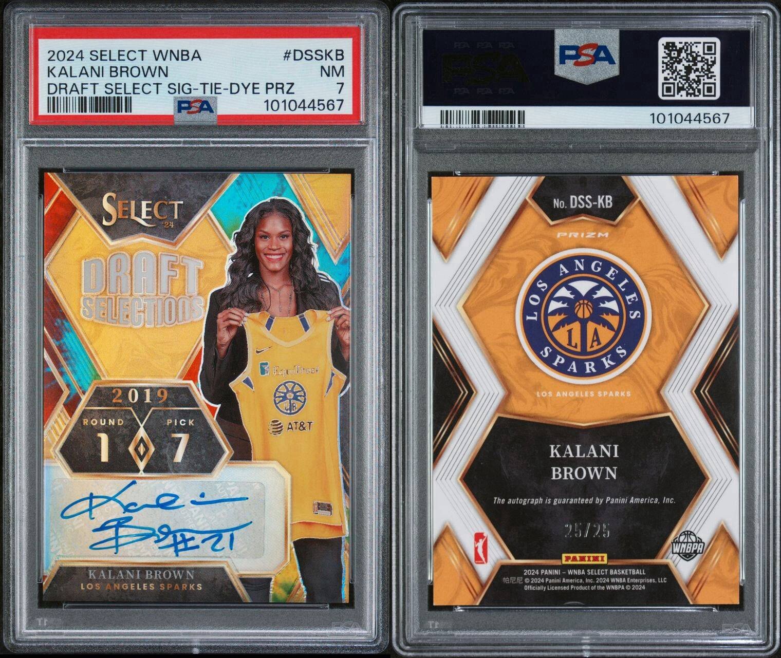 2024 Select WNBA Kalani Brown Draft Selections Tie-Dye Prizm Auto /25 PSA 7 NM view 3