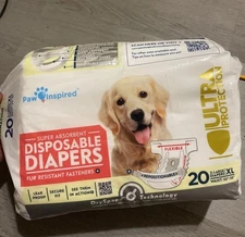 Paw Inspired XL Ultra Protection Disposable Dog Diapers Bulk - 20 Count 