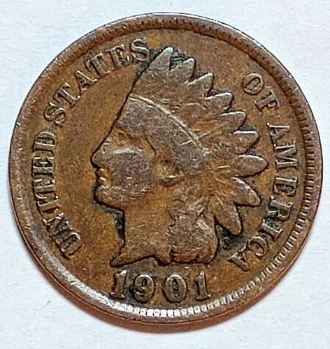 Indian Head Penny Lot of "1" VERY NICE 1901 GOOD OR BETTER°$ FREE SHIPPING $#580