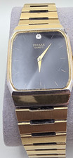 Vintage Pulsar Quartz Dress Watch V500-X001 Black Dial Diamond Seiko SQ Band RUN