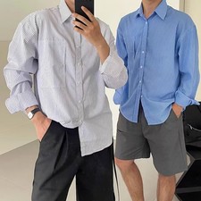 Causal Loose Fit Men's Shirts Featuring Stylish Stripes and Comfortable Design