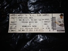 Chicago White SoX Vs Minnesota Twins 5/23/15 2015 Baseball Ticket Chris Sale
