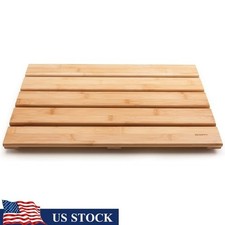 Bamboo Bath Mat Non-Slip Waterproof Eco-Friendly Shower Mat Indoor Outdoor Use