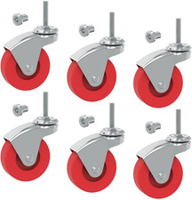 2.5 Inch Stem Caster Wheels Set of 6,Heavy Duty 360 Degree Swivel Stem Casters f