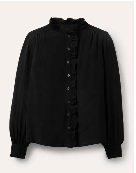 Women Boden Shirt Black Silk S