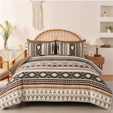 Brown Boho Comforter Set Queen Size,7 Pieces Bed in a Bag Queen Coffee Aztec ...