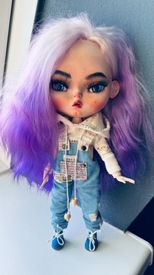 ooak custum blythe mit outfit haare echt aus schaf