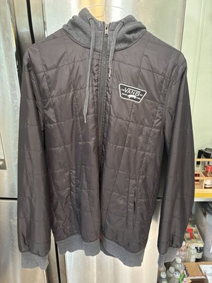 Vans Of The Wall  Jacket Black And Grey Zippered Hooded Puffer Parka  Size M