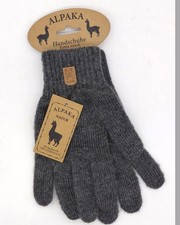 Mens Finger Knitted Gloves 75% Alpaca Wool Top Quality Dark Grey
