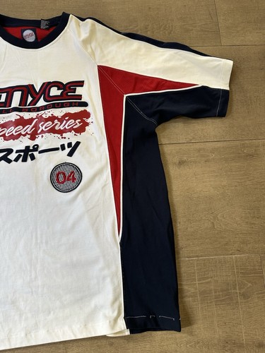 Enyce "All Borough" White & Red Blue Men's Y2K Shirt Heavy Weight Sz XXL - Picture 5 of 19