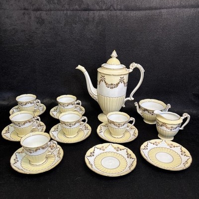 Vtg NORITAKE M Hand Painted Footed Porcelain Coffee Tea Set Demitasse Cups Japan