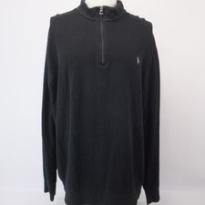 Polo Ralph Lauren Sweater Men's XLT Black Quarter Zip Pullover Sweatshirt Pony