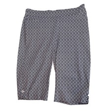 Briggs Millennium Navy Blue Geometric Print Comfort Waistband Crop Pants 18W NEW