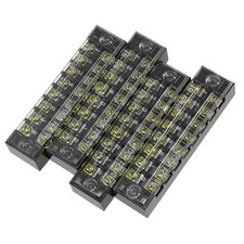 4 Pcs 8 Positions Dual Rows 600V 15A Wire Barrier Block Terminal Strip