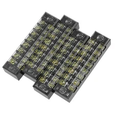 4 Pcs 8 Positions Dual Rows 600V 15A Wire Barrier Block Terminal Strip