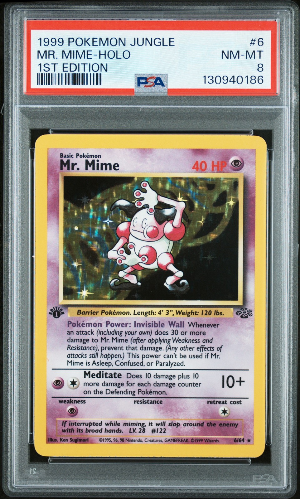 1999 Pokemon Jungle #6 Mr. Mime Holo 1st Edition PSA 8 NM-MT