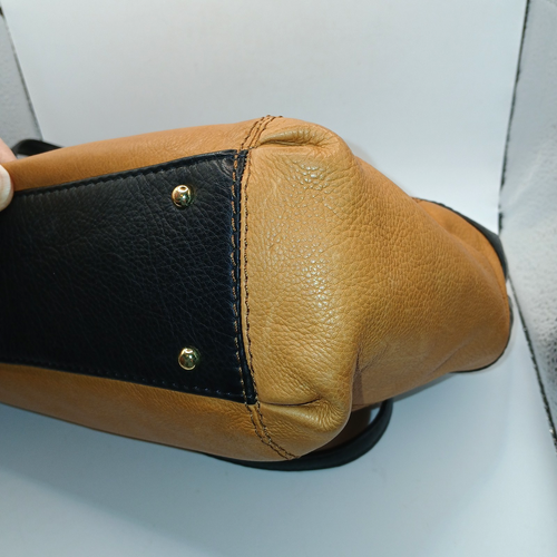 American Leather Co hellbraun & schwarz weiches Echtleder Umhängetasche Schultertasche - Bild 11 von 21