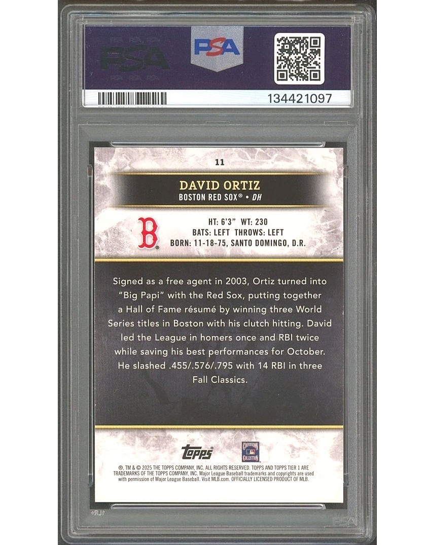 2025 Topps Tier One - David Ortiz Blue Foil /40 #11 PSA 8 view 2
