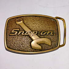 SET of Snap-On Tools Wrench Brass Belt Buckle USA 3-1/2" and Team 1 Rick Mears L