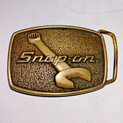 SET of Snap-On Tools Wrench Brass Belt Buckle USA 3-1/2'' and Team 1 Rick Mears L