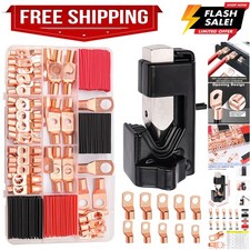 160PCS Battery Cable Ends with Hammer Lug Crimper Tool,AWG 2/4/6/8/10/12 Gaug...