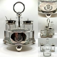 Great 1940’s Engraved RAF Officers Mess Silver Plated Cruet Set by Walker & Hall