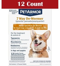 PetArmor 7Way De-wormer Tapeworm Roundworm Control Puppies 6.0lbs-25lbs, 12 ct