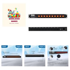 10 Outlet Horizontal 1U PDU Rack Mount Power Strip - Surge Protection,10 Indi...