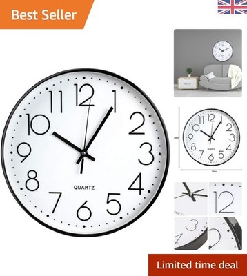 Elegante 12 Zoll leise Quarz Wanduhr mit klarem stereoskopischem Zifferblatt - schwarz