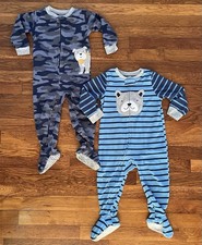Carter  s Fuzzy Fleece Footie Pajamas Lot of 2 Toddler Boy Size 24M