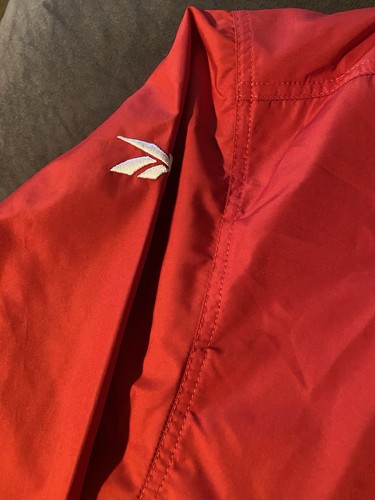 Reebok Sport Pullover Sweatshirt Windbreaker Gr. S rot Vintage gefüttert. Schwer - Bild 7 von 8