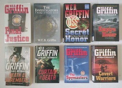 lot of 8 LARGE PRINT novels by W.E.B. Griffin, hardcover