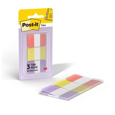 Post-it Sticky Tabs, 1 in. x 1.5 in., 3 Pads of Book Tabs in Assorted Warm Paste