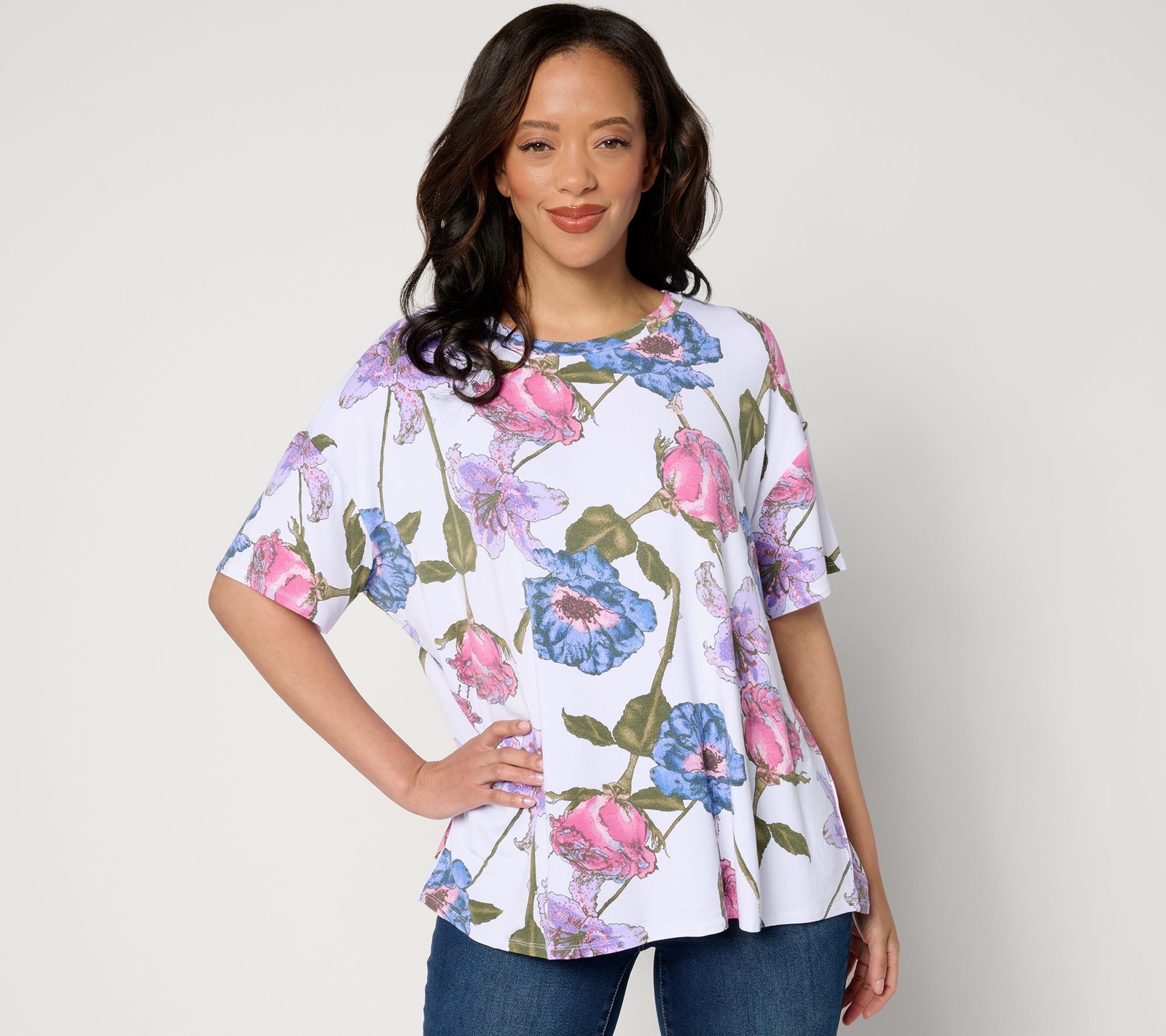 nicole by Nicole Miller Women's Top Sz XL Luxe Modal Drop Multi-colored A653450